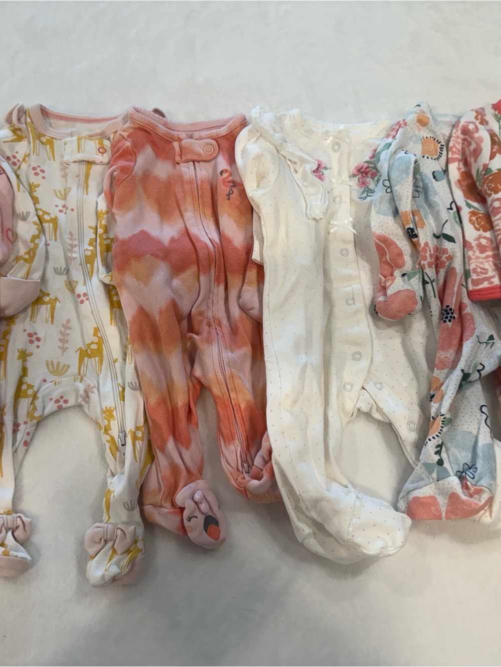 Newborn One-Piece Footed Sleepers - Set of 6
